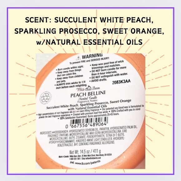 🔥"PEACH BELLINI"/NEW/BBW/3-WICK CANDLE - Picture 3 of 3